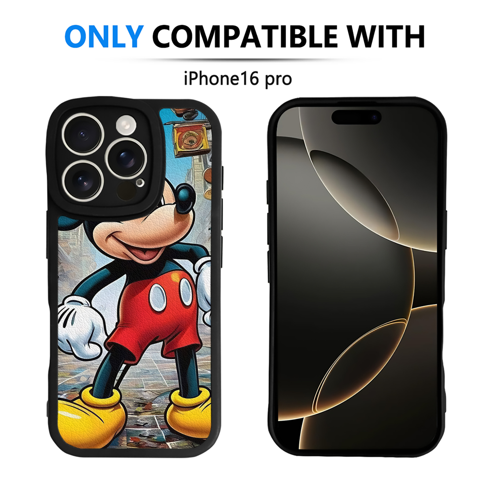 （画像用） ミッキーマウス Mickey Mouse 【iPhone 16シリーズ対応】シリコンスマホケース（レザー調） 材質：シリコン
